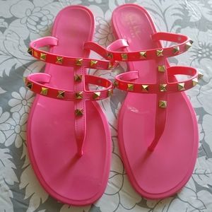 Nicole Miller Brooney Pink Studded Sandals 9